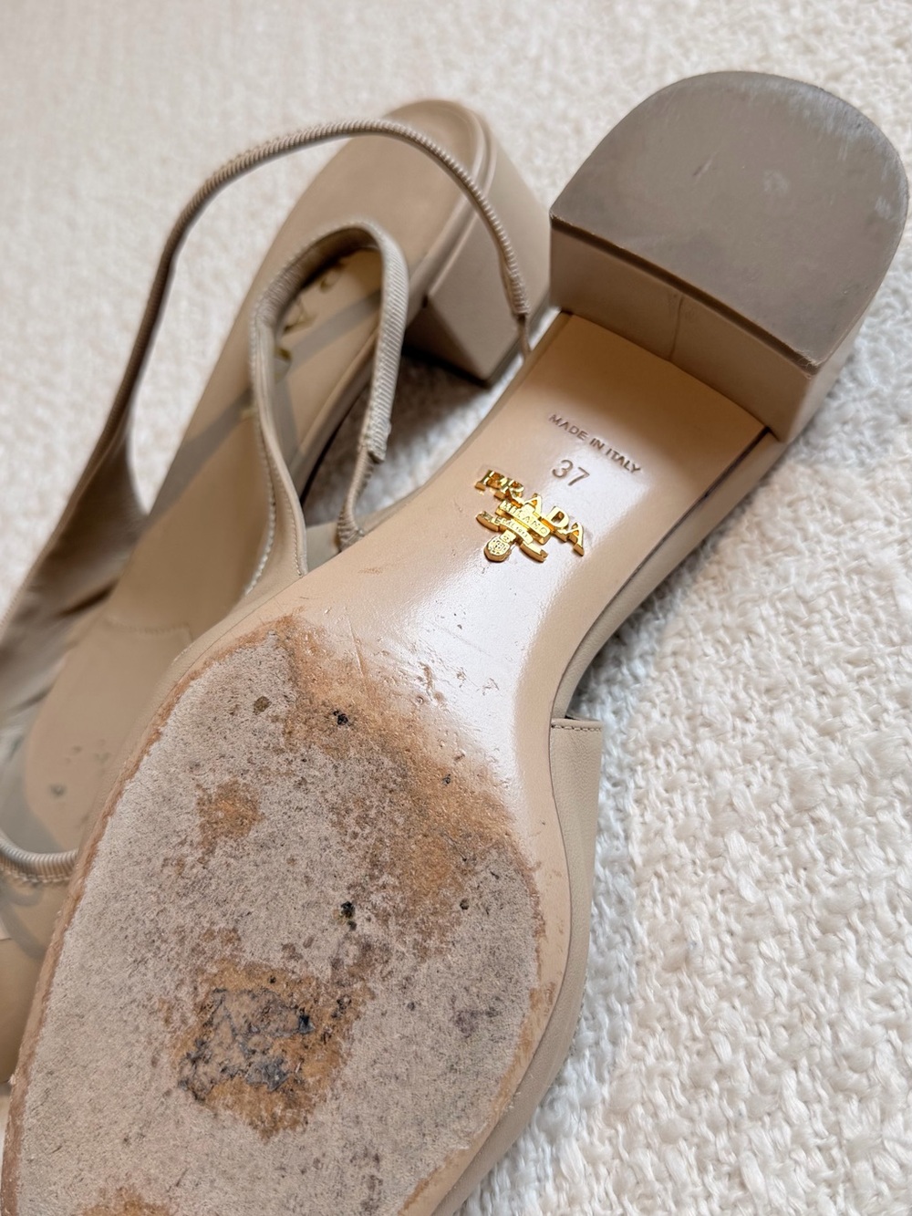 Prada Leather Slingback Pumps – Beige | Size EU 37 / US Women’s 7 | Authentic - Picture 5 of 9